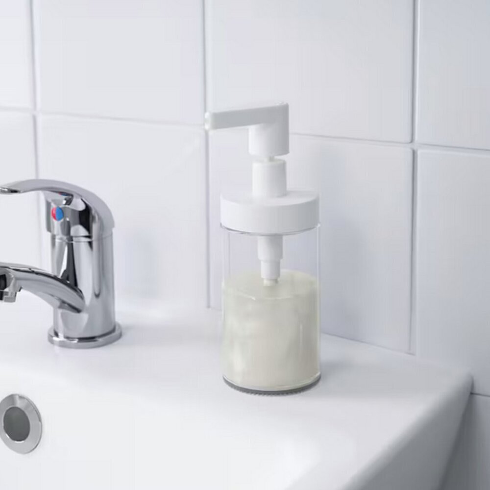 IKEA New TACKAN Soap dispenser Glass with White Pump